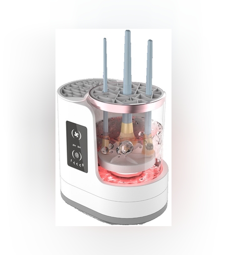 Dispozitiv Portabil de Curatare a Pensulelor de Machiaj, Flippy, cu Functie de Uscare, 5V, 850RPM, Cablu 1.2 m, 17.3 x 12.1 x 17.5 cm, Alb