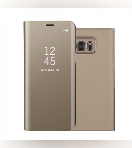Husa de protectie pentru Samsung Galaxy J7 2017 Flip Cover Oglinda Auriu