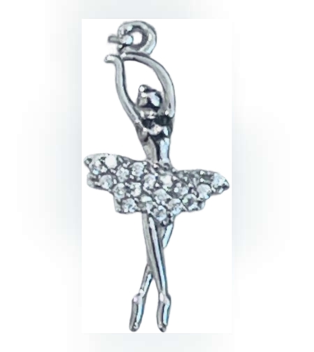Pandantiv, Jolie Silver, Argint 925, Model Balerina cu Zirconii, 27 x 10 mm, 1.1 g