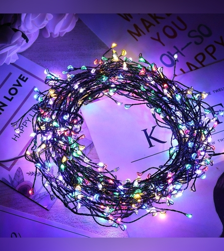 Instalatie de Craciun Liniara, Flippy®, Tip Cluster, 8 Jocuri de Lumini, cu Telecomanda, 12,5 m, 500 LED-uri, Alimentare USB, 24V, Ambalaj pe Rola, Multicolor