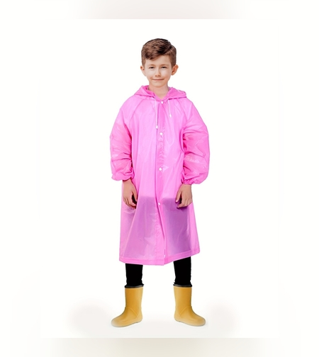 Pelerina de Ploaie, Flippy, pentru Copii 100-145 cm, din EVA, Impermeabila, Inchidere cu Capse, Roz
