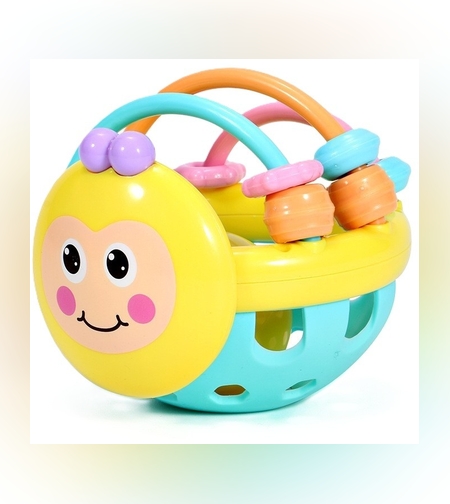 Jucarie Minge pentru Bebelusi, Flippy, pentru Dentitie, Interactiva, 0-12 Luni, Galben-Multicolor