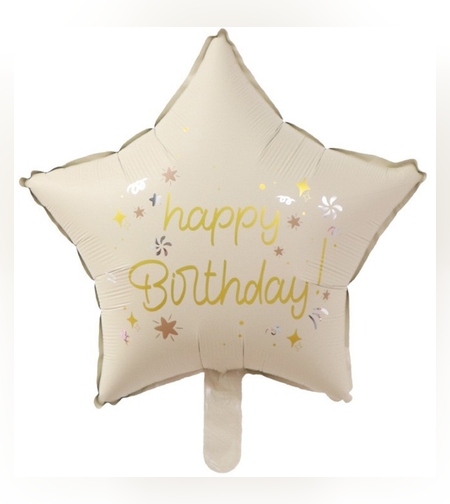 Balon din Folie Metalizata, Flippy, Figurina Animata, Model Stea, 45 cm, Ambalaj Individual, Pai Inclus, Umflare cu Aer sau Heliu, Bej