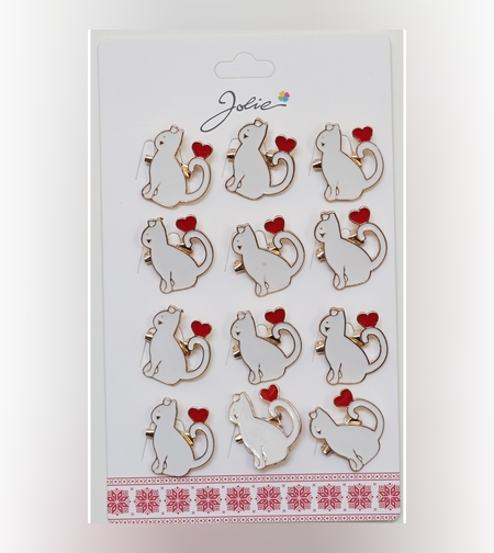 Set 12 Brose Martisor pentru Copii Pisica cu Inima pe Coada
