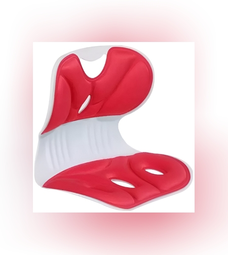 Suport pentru Scaun, Flippy, pentru Corectarea Posturii, Portabil, Ergonomic, Ameliorare Durere, Respirabil, 36x34x33 cm, Marime L, Rosu