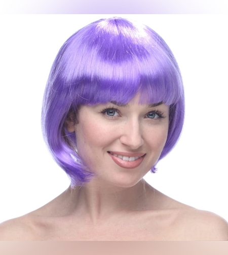 Peruca Cosplay, Flippy, Tunsoare Bob cu Breton, pentru Carnaval, Halloween, Petreceri Tematice, din PET, Marime Universala, Mov