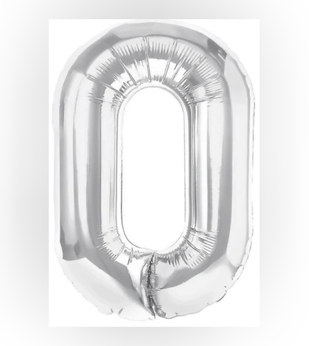 Balon Folie Metalizata Litera O, Flippy, 80 cm, Umflati cu Heliu sau Aer, Ambalaj Individual, Pai inclus, Argintiu