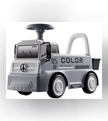 Mașinuță pentru copii, Flippy, 3 ani, Model Camion, Sport, Claxon, Cutie Depozitare, 62x26x40 cm, Gri