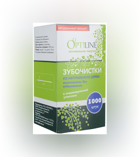 Зубочистки в индивидуальной упаковке OPTILINE (1000шт/уп, 40 уп/кор.)