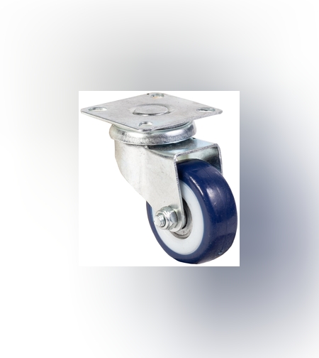 Колесо ПЛАТФОРМЕННОЕ (ролик бело-синий) поворотное  до 35кг D= 50