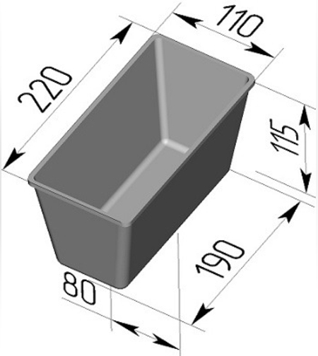 Хлебная форма одинарная  Л7 (670гр)  220х110х115 мм
