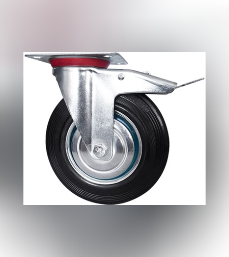 Колесо платформенное поворотное+ТОРМОЗ до 60кг. D=100