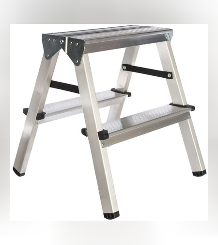 Стремянка алюминиевая  двухсторонняя 2 ступени площадка165х370  AS202