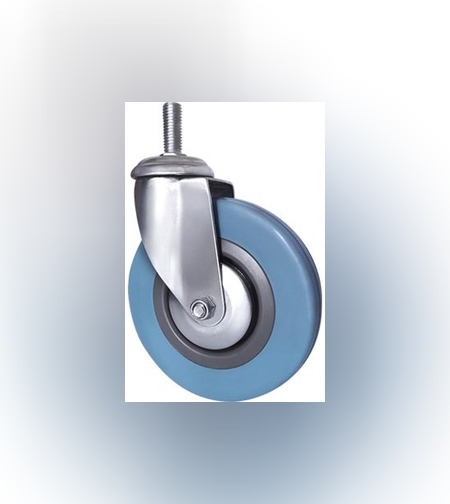 Колесо(ролик серо-голубой) поворотное С БОЛТОМ без тормоза до 26кг. D=75