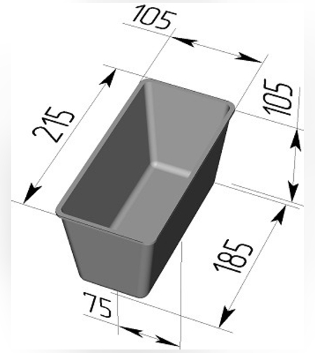 Хлебная форма одинарная Л10  210мм х105мм х105 мм 560гр