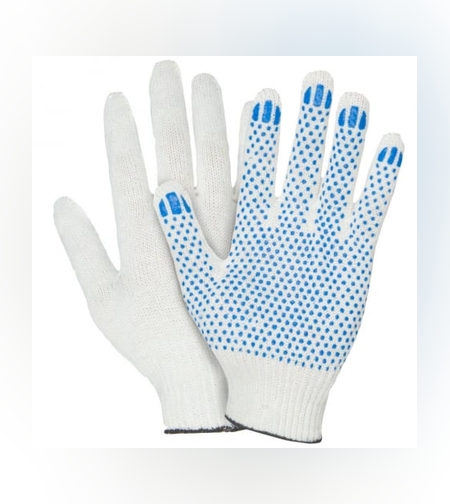 Перчатки х/б с ПВХ 4 нити  10 кл. (10/500) белая