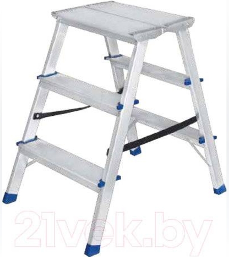 Стремянка алюминиевая  двухст. c мини-платформой 5 ступеней 261х375 мм высота 2,6м до 150 кг.АМР 205
