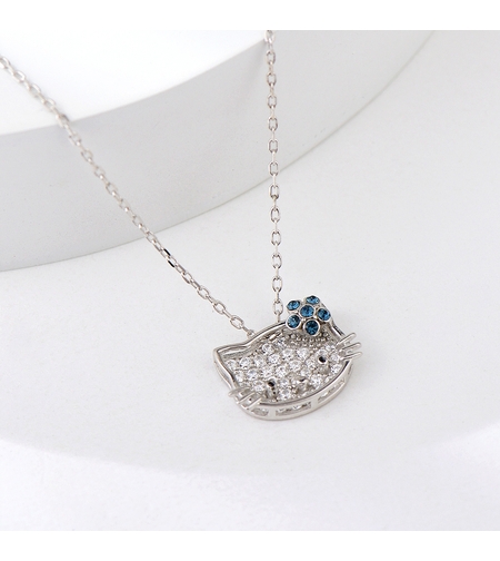 Сребърно колие коте Swarovski Crystals | колекция Delicate Silver | Бижута Invoke.bg