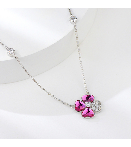 Сребърно колие Цикламена Пеперуда Swarovski Crystals | колекция Delicate Silver | Бижута Invoke.bg