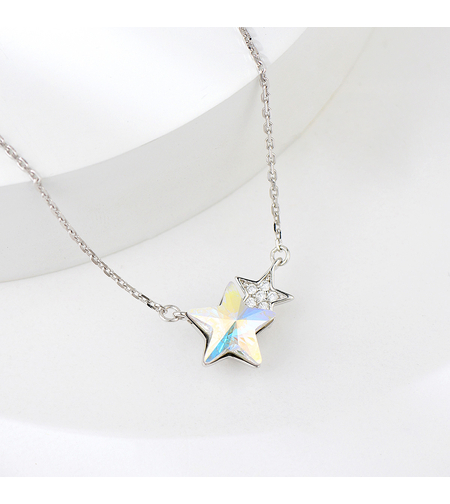 Сребърно колие Кристална Звезда | колекция Delicate Silver | Бижута Invoke.bg