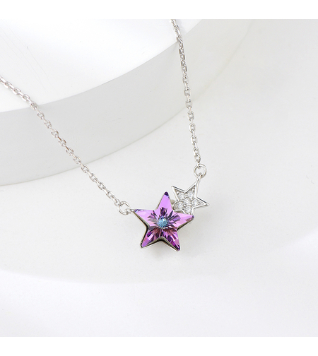 Сребърно колие Лилава Звезда | колекция Delicate Silver | Бижута Invoke.bg