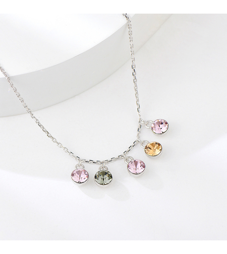 Сребърно колие пъстри Кристали | колекция Delicate Silver | Бижута Invoke.bg