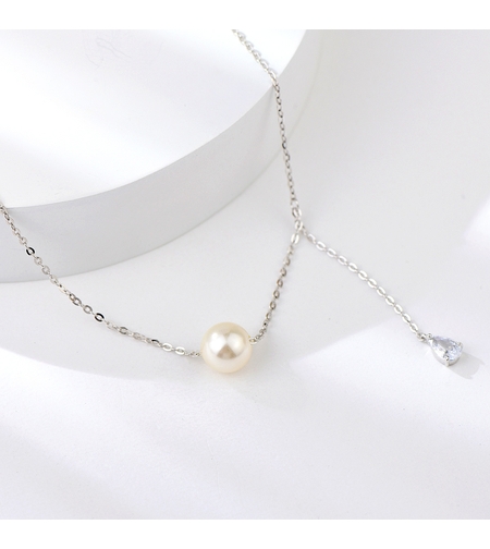 Сребърно колие Перла на Верижка | колекция Delicate Silver | Бижута Invoke.bg