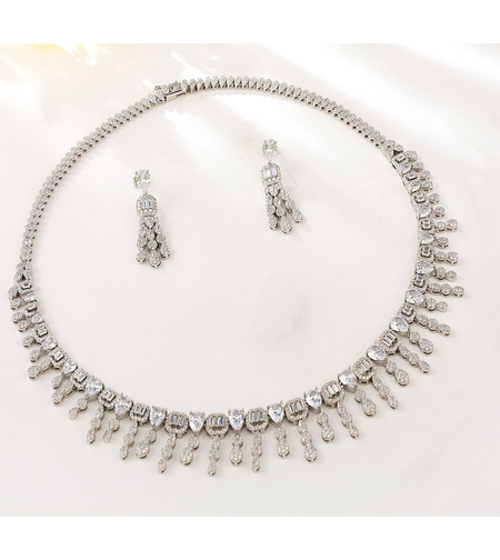 Сребърен комплект с платинено покритие | Колекция Silver Premium | Бижута Invoke.bg