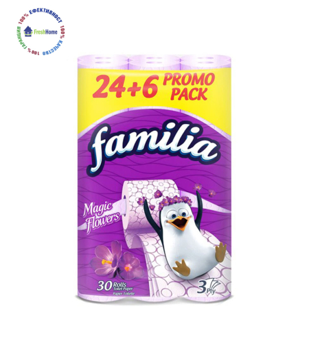 Familia 24+6 ролки тоалетна хартия – magic flowers