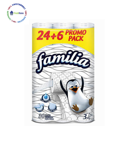 Famila 24+6 ролки тоалетна хартия – бяла