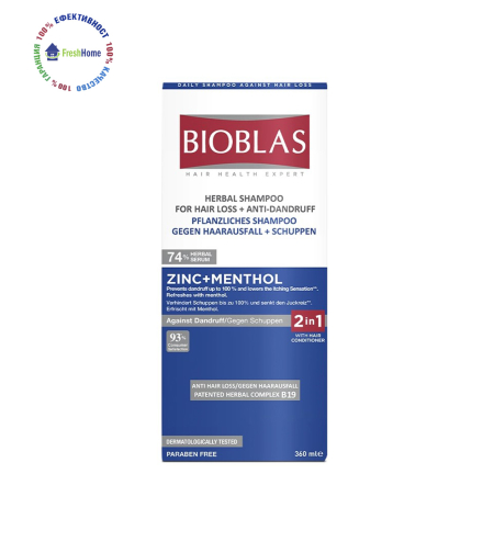 Bioblas ZINK + MENTHOL 360 мл. шампоан против пърхот
