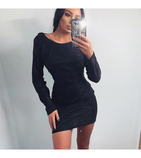 Елегантна блестяща рокля в черно