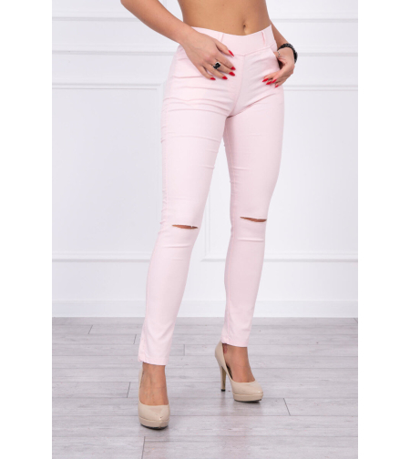 Дамски панталон тип дънки в розово