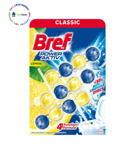 Bref Power Active Лимон 3 x 50 гр. Tопчета за почистване и ароматизиране на тоалетна