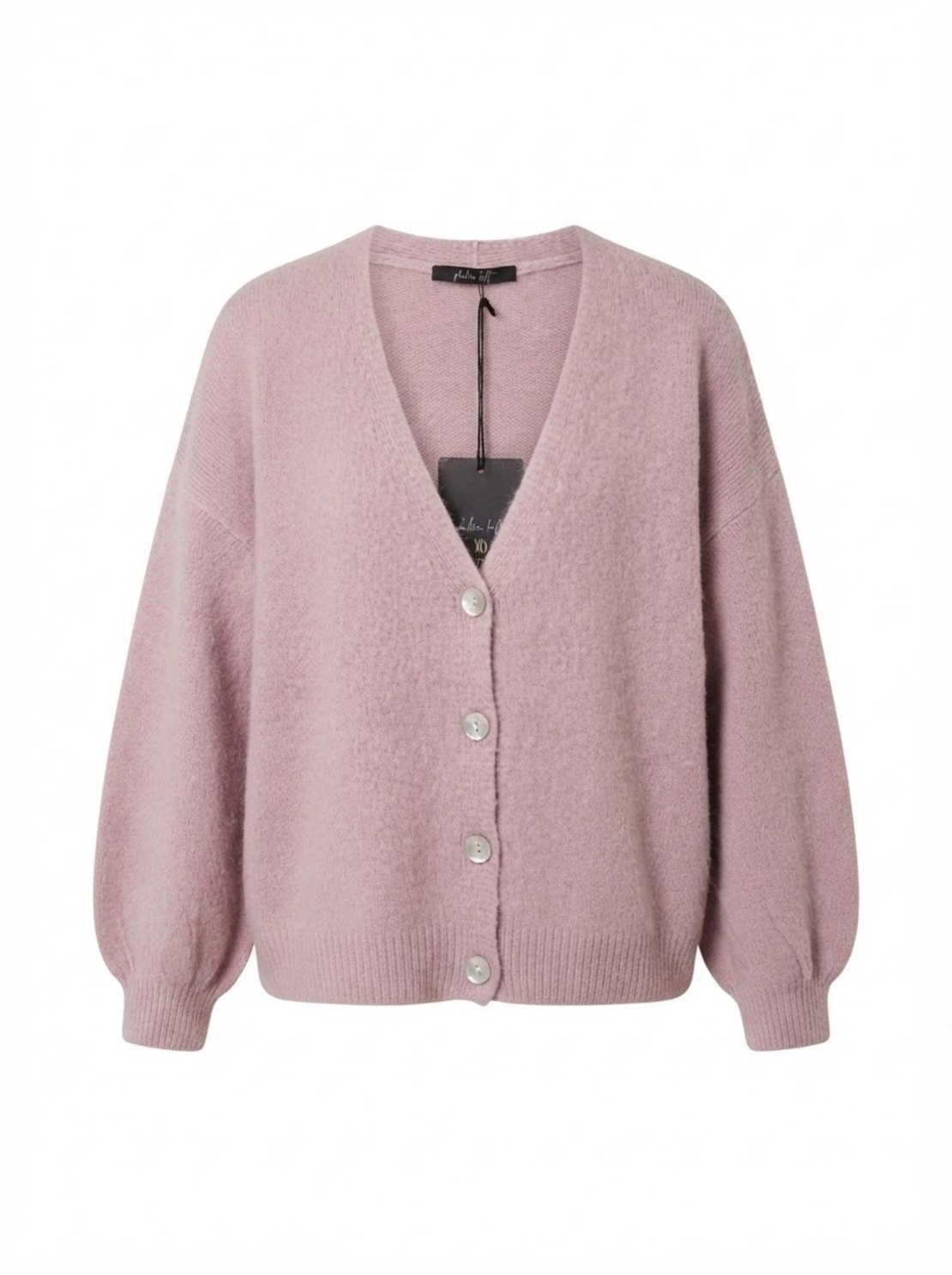 ANGORA & WOOL CARDIGAN IN DUSTY PINK