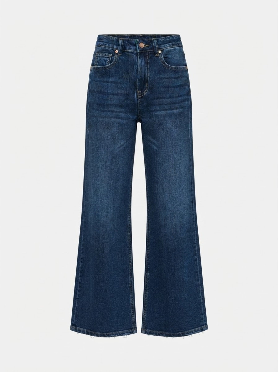 HIGH-WAIST FLARED JEANS IN DARK BLUE