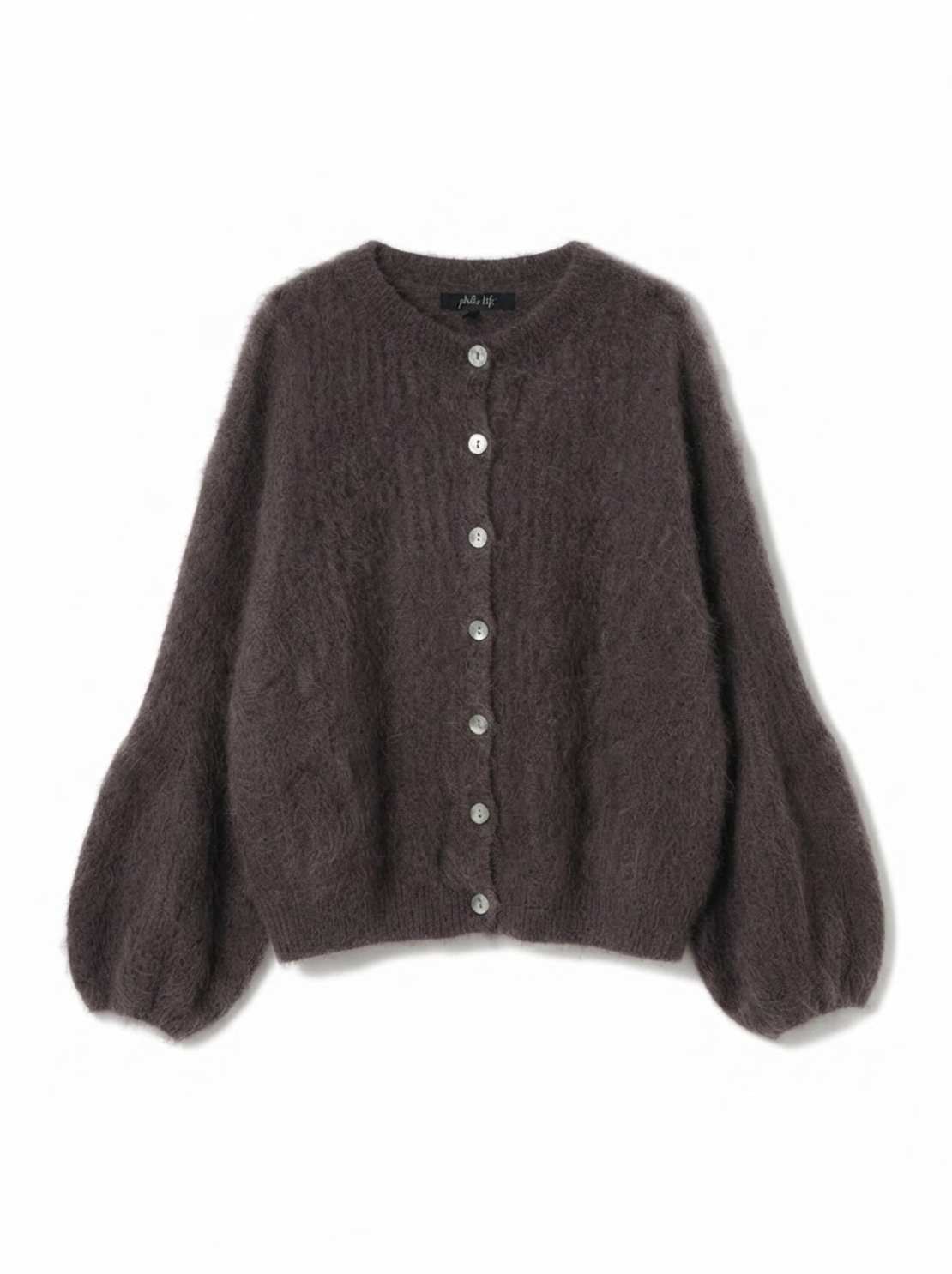 FLUFFY CARDIGAN IN DARK BROWN