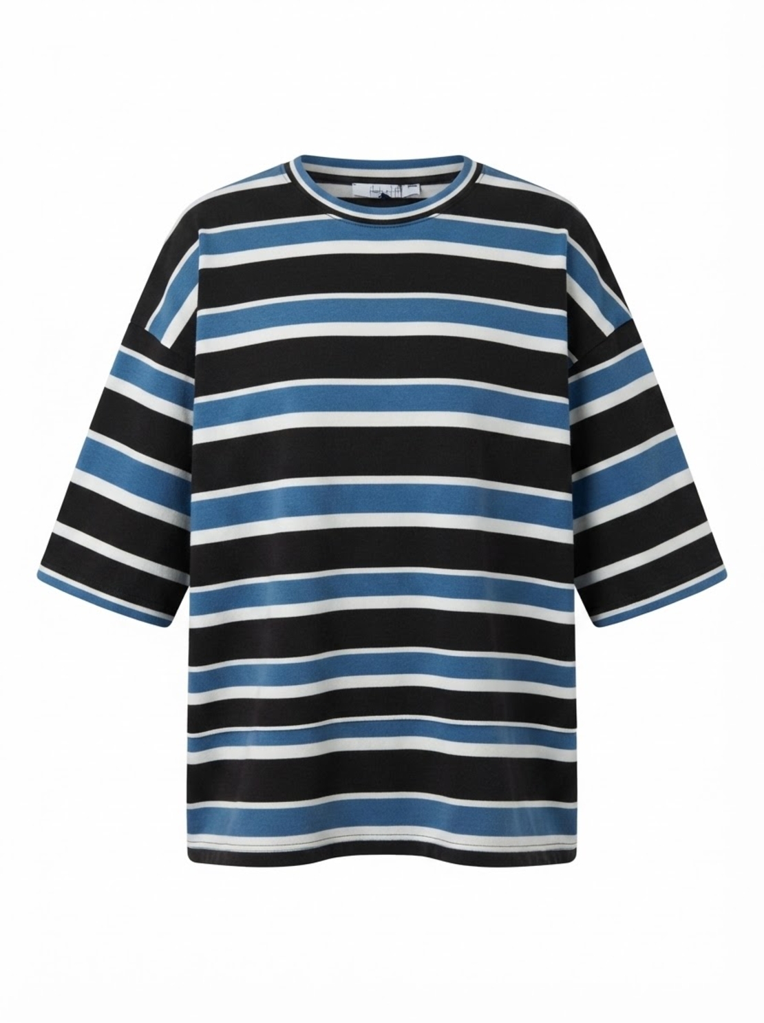 OVERSIZED STRIPED T-SHIRT IN BLUE & BLACK