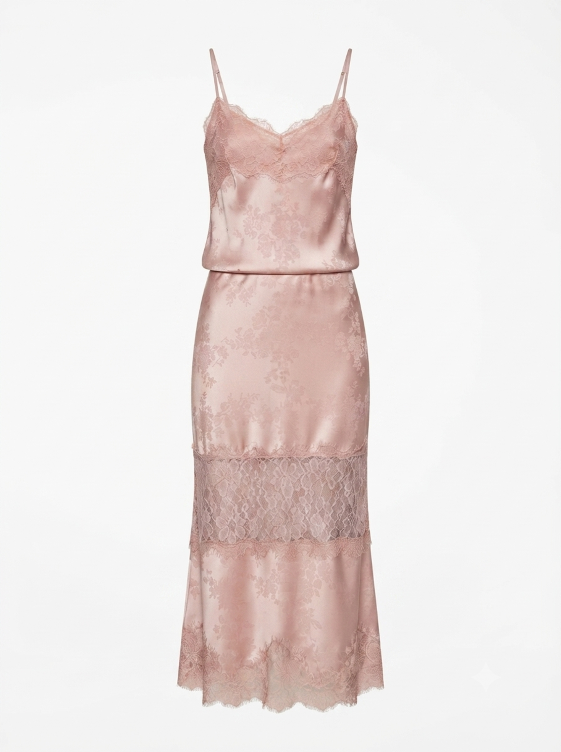 SATIN LACE TOP & SKIRT SET – POWDER PINK