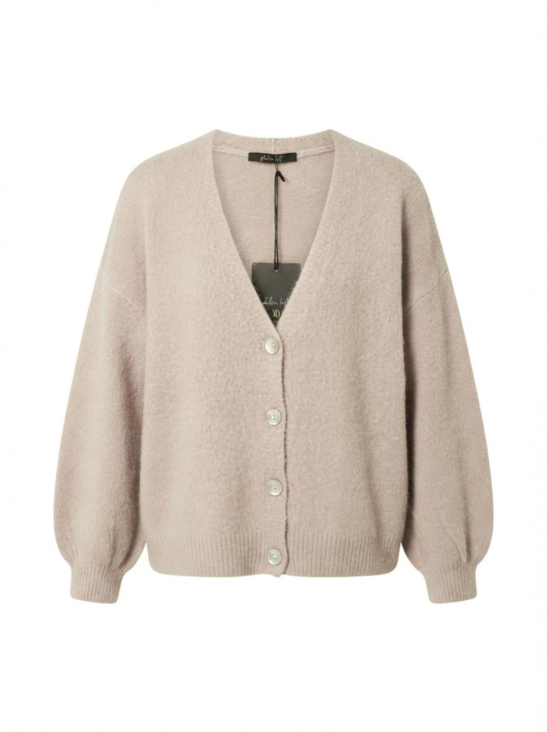 ANGORA & WOOL CARDIGAN IN SOFT BEIGE