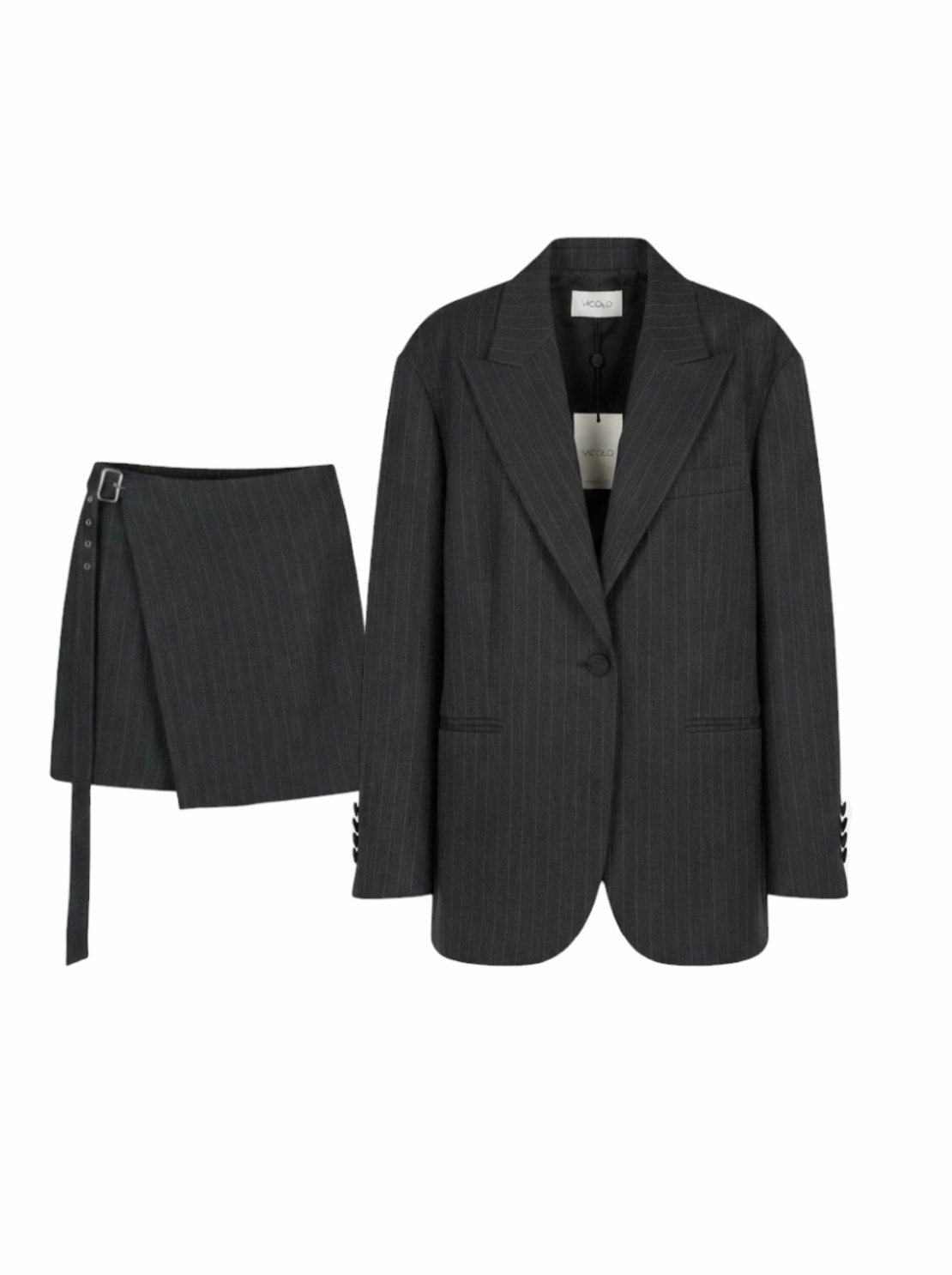 PINSTRIPE BLAZER & SKIRT SET