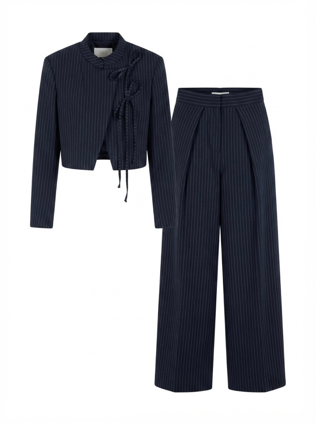 PINSTRIPE BOW SET IN BLUE
