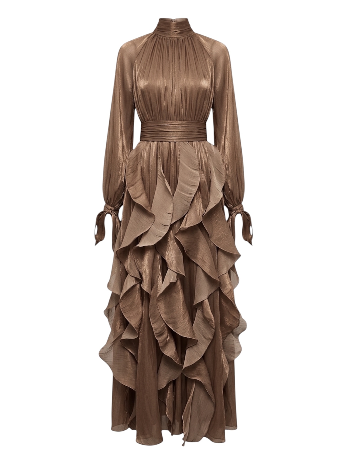 METALLIC RUFFLE DRESS