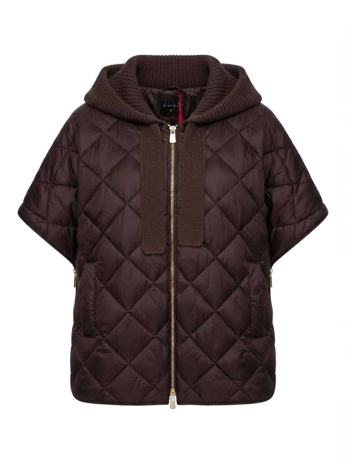 QUILTED HOODED VEST IN BROWN