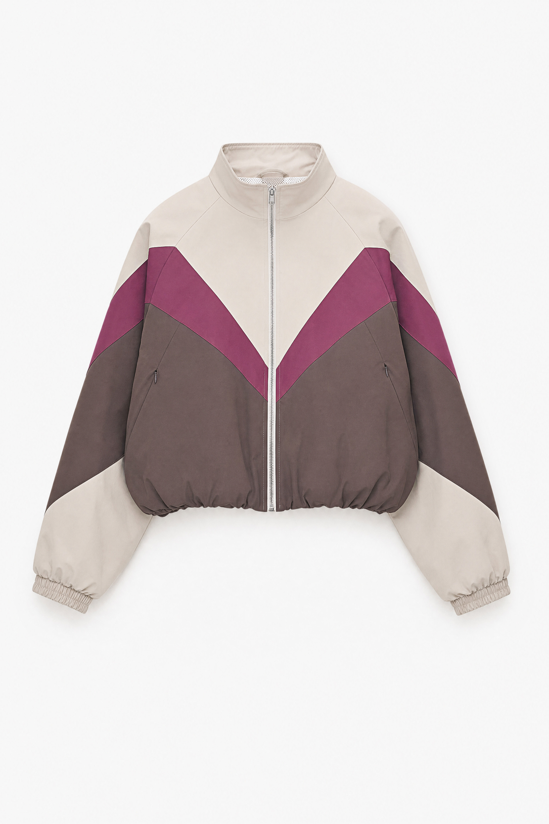 COLOR BLOCK TRACK JACKET IN BROWN