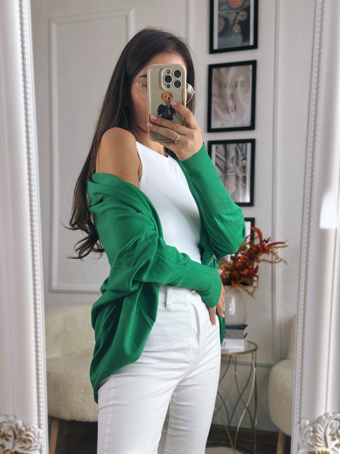 Жилетка кръг с кашмир - наситено зелено