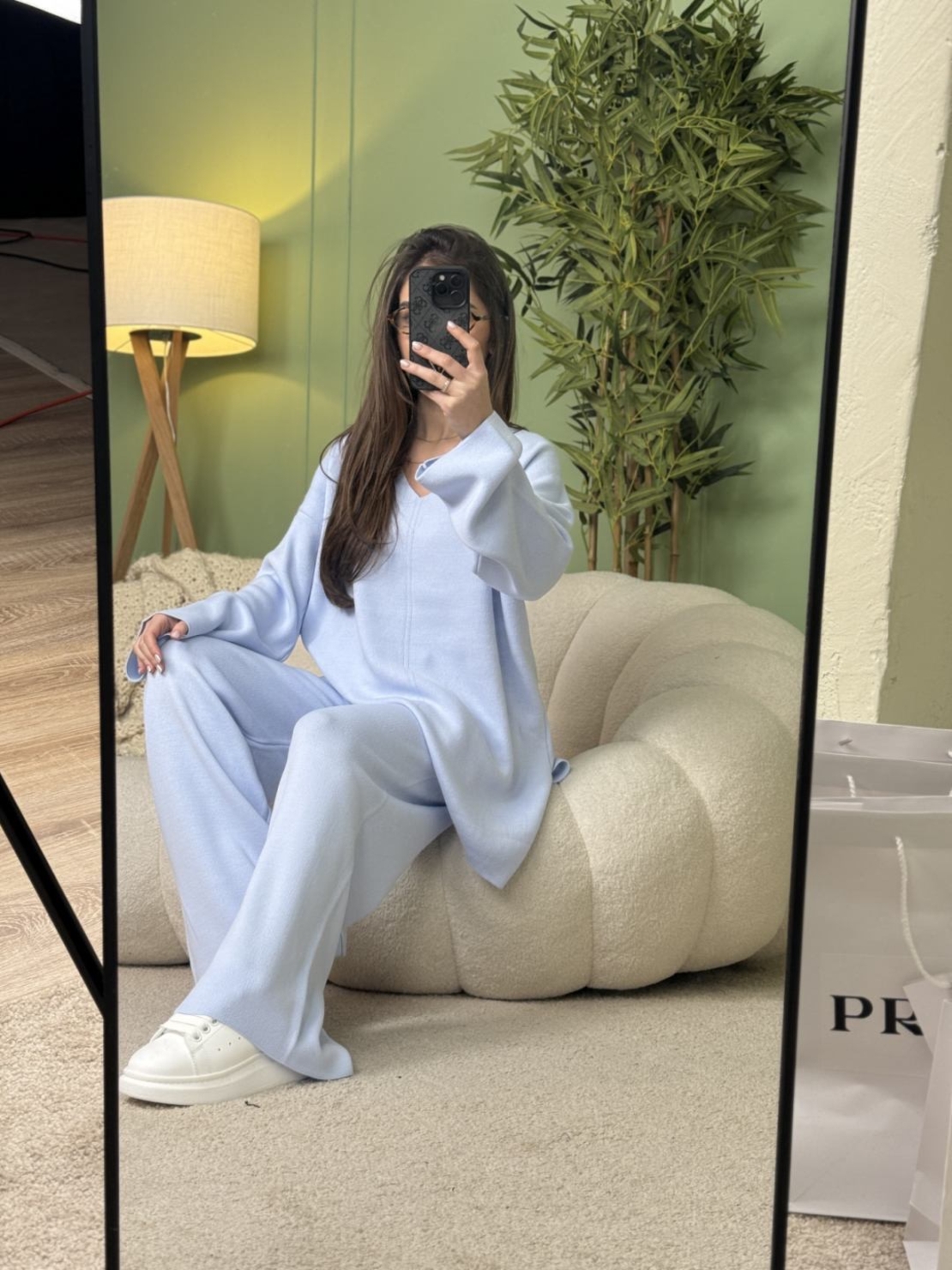 Дамски плетен комплект Cozy Vibe (пуловер + панталон)-виолетово