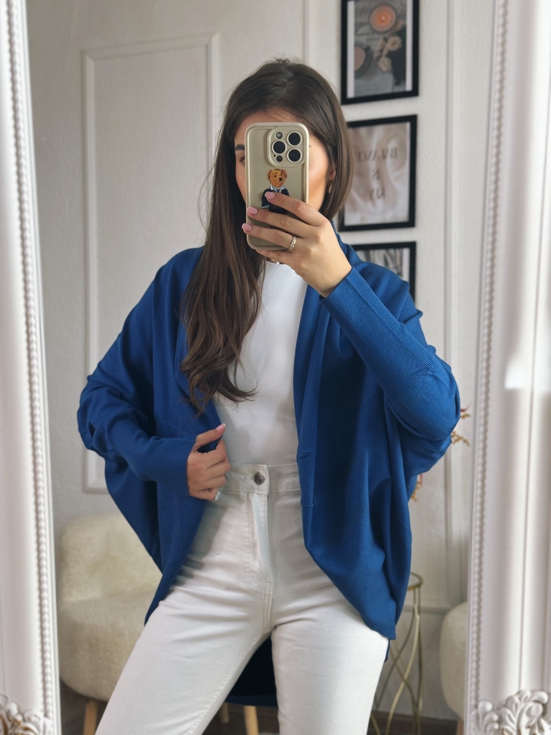 Жилетка кръг с кашмир - синьо