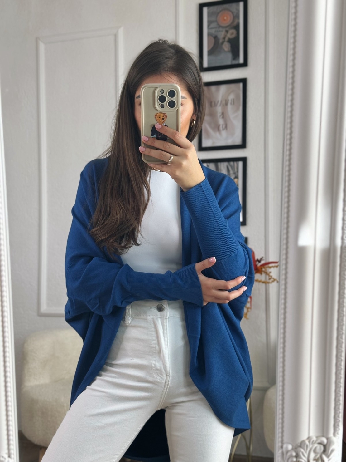 Жилетка кръг с кашмир - синьо