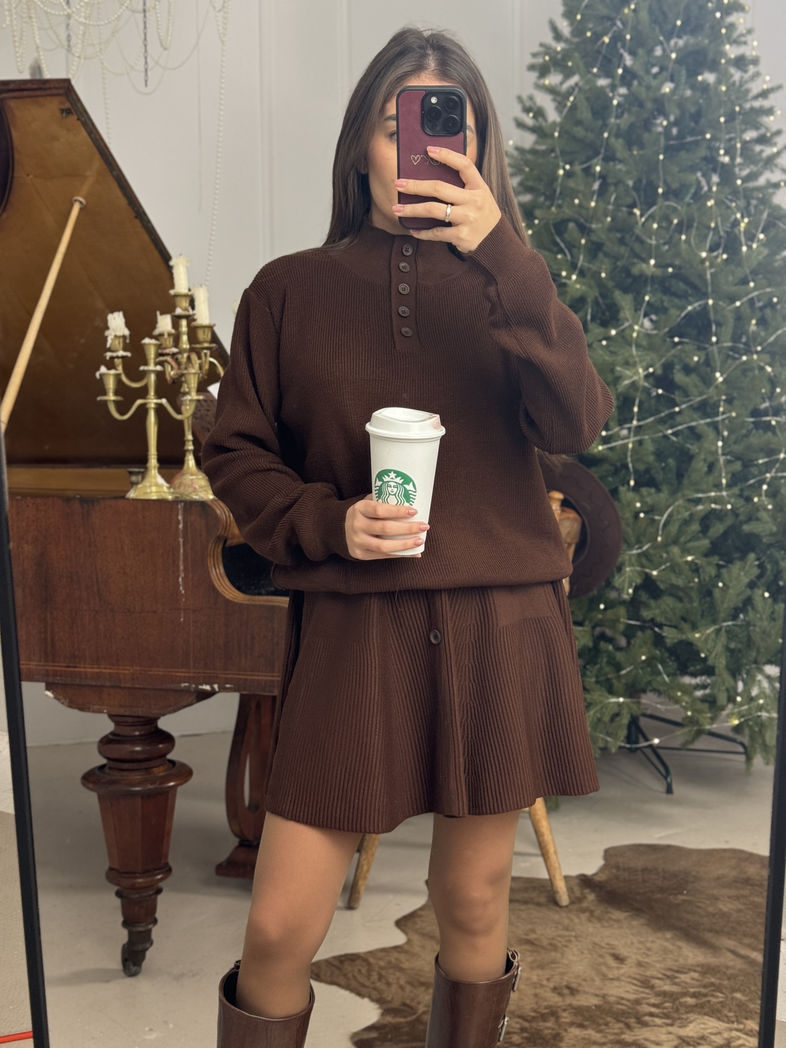 Плетен комплект Soft Ease-кафяво